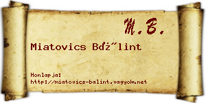 Miatovics Bálint névjegykártya